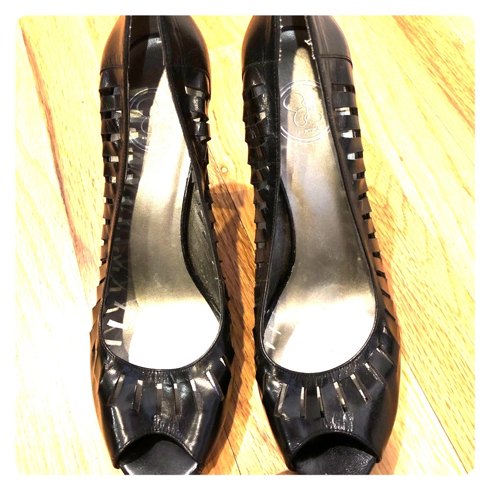 NWOT Black open toe heels